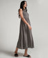 Sleeveless Printed Waist Gathered Black Dress